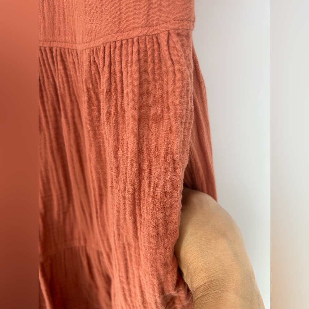 Madewell Rust Button-Front Mini Dress - Picture 10 of 12